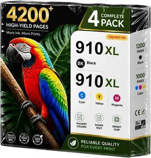 910XL Ink Cartridges 4 Pack Replacement for HP 910 910XL Ink Cartridges Combo Pack Work with HP OfficeJet Pro 8015e 8025e 8020e 8015 8020 8028e 8035e 8010e 910XL Ink Cartridges 4 Pack Replacement for HP 910 910XL Ink Cartridges Combo Pack Work with HP OfficeJet Pro 8015e 8025e 8020e 8015 8020 8028e 8035e 8010e