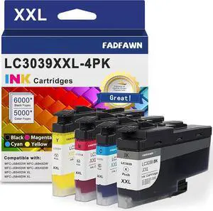 LC3039XXL LC3039 BK/C/M/Y Ink Cartridges Super High Yield Replacement for Brother LC3037 LC3039 XXL Ink Cartridges Work with Printer MFC-J5845DW MFC-J5945DW MFC-J6945DW MFC-J6545DW (4-Pack) LC3039XXL LC3039 BK/C/M/Y Ink Cartridges Super High Yield Replacement for Brother LC3037 LC3039 XXL Ink Cartridges Work with Printer MFC-J5845DW MFC-J5945DW MFC-J6945DW MFC-J6545DW (4-Pack)