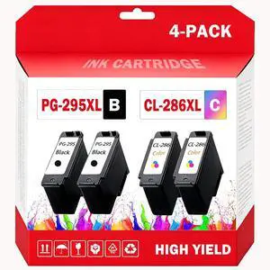 PG-295 CL-286 PG-295XL CL-286XL Ink Cartridges Replacement for Canon High Yield Compatible with Pixma TS4320 TS6520 TR7120 Printers (4 Pack 2 Black 2 Color) PG-295 CL-286 PG-295XL CL-286XL Ink Cartridges Replacement for Canon High Yield Compatible with Pixma TS4320 TS6520 TR7120 Printers (4 Pack 2 Black 2 Color)