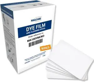MAGICARD MA100YMCKO Color Ribbon with Cleaning Spool - 100 Prints - Genuine YMCKO Full Color ID Printer Dye Film for Legacy Magicard Pronto, Enduro, Rio Pro ID Printers & 10 Specialist ID/Test Cards MAGICARD MA100YMCKO Color Ribbon with Cleaning Spool - 100 Prints - Genuine YMCKO Full Color ID Printer Dye Film for Legacy Magicard Pronto, Enduro, Rio Pro ID Printers & 10 Specialist ID/Test Cards