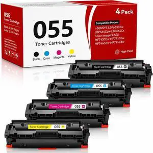 055 Toner Cartridges Replacement for Canon 055 055H Toner 4Pack(BK/C/M/Y) 055 Toner Cartridges Replacement for Canon 055 055H Toner 4Pack(BK/C/M/Y)
