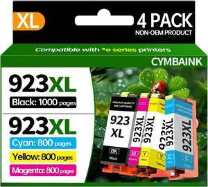 4Pack 923XL Ink Cartridge High-Yield with Chip Compatible with Home Office School Printers Replacement for Pro 8120 8122e 8132e 8124e 8125e 8130 (923XL-4Black) 4Pack 923XL Ink Cartridge High-Yield with Chip Compatible with Home Office School Printers Replacement for Pro 8120 8122e 8132e 8124e 8125e 8130 (923XL-4Black)