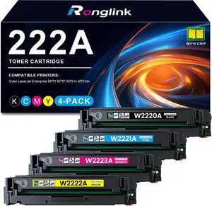 222A Toner Cartridge Set W2220A W2221A W2223A W2222A, 4-Pack, 1,300 Pages 222A Toner Cartridge Set W2220A W2221A W2223A W2222A, 4-Pack, 1,300 Pages