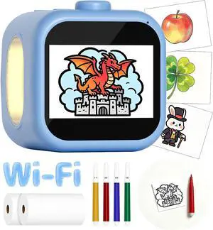 Sticker Printer, 3.5" HD Touchscreen Mini Thermal Inkless Printer with Ambient Light, WiFi Portable Sticker Maker Machine with 2000mAh Battery for Kids DIY, Journaling & Gift(Blue) Sticker Printer, 3.5" HD Touchscreen Mini Thermal Inkless Printer with Ambient Light, WiFi Portable Sticker Maker Machine with 2000mAh Battery for Kids DIY, Journaling & Gift(Blue)