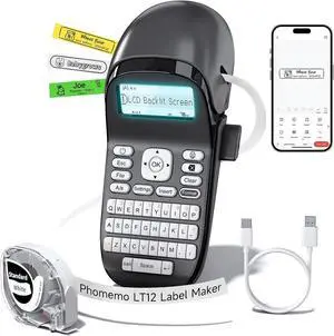 Phomemo Label Maker Machine with Tape LT12, QWERTY Keyboard Label Makers Phomemo Label Maker Machine with Tape LT12, QWERTY Keyboard Label Makers
