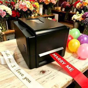 Satin Ribbon Printing Machine with Holder, 300 Dpi Digital Ribbon Printer Thermal Label Printer Foil Stamping Printing Machine, 127mm/s, DIY Decorative Ribbon Satin Ribbon Printing Machine with Holder, 300 Dpi Digital Ribbon Printer Thermal Label Printer Foil Stamping Printing Machine, 127mm/s, DIY Decorative Ribbon