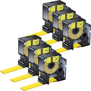 6 Pack Compatible for Dymo Rhino 1805444 A1805444 24mm 1 inch Black on Yellow Industrial Heat Shrink Tubes for Rhino 6000 6500 Label Maker Refills 6 Pack Compatible for Dymo Rhino 1805444 A1805444 24mm 1 inch Black on Yellow Industrial Heat Shrink Tubes for Rhino 6000 6500 Label Maker Refills
