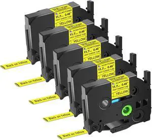 5 Pack Compatible for Brother P-Touch HSe-631 HSe631 HS-631 HS631 11.7mm 0.46'' Black on Yellow Heat Shrink Tube Label Tape for Wire Cable use in PT-E105 PT-E300 PT-E500 PT-E550W PT-E800W 5 Pack Compatible for Brother P-Touch HSe-631 HSe631 HS-631 HS631 11.7mm 0.46'' Black on Yellow Heat Shrink Tube Label Tape for Wire Cable use in PT-E105 PT-E300 PT-E500 PT-E550W PT-E800W