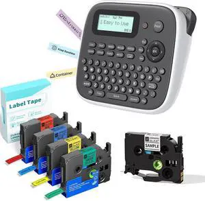 Label Maker Machine with 5PK Color Tape Waterproof-Labels, Keyboard Labeler Machine Portable, D210S Desktop Labelmaker Multiple Symbols for Home Small Business Kids Teachers School Supplies Label Maker Machine with 5PK Color Tape Waterproof-Labels, Keyboard Labeler Machine Portable, D210S Desktop Labelmaker Multiple Symbols for Home Small Business Kids Teachers School Supplies