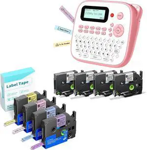 Label Maker with 8PK Tapes Laminated Color, Pink Label Maker Waterproof-Labels, Desktop Labeler Machine for Home Kids School Items, Keyboard Labeler Label Maker with 8PK Tapes Laminated Color, Pink Label Maker Waterproof-Labels, Desktop Labeler Machine for Home Kids School Items, Keyboard Labeler