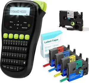 Label Maker with 5PK Color Tapes, Handheld Electric Label Maker with Keyboard, Cable Label Maker Waterproof-Labels, Wire Labeler for Home Office Industrial Warehouse Use, H1100 Label Maker with 5PK Color Tapes, Handheld Electric Label Maker with Keyboard, Cable Label Maker Waterproof-Labels, Wire Labeler for Home Office Industrial Warehouse Use, H1100