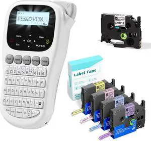 Label Maker with 5PK Color Tapes, Handheld Label Maker Machine, Backlit Screen Multiple Fonts & Symbols, Portable Keyboard Labeler for Home Office School Use, H1100 Label Maker with 5PK Color Tapes, Handheld Label Maker Machine, Backlit Screen Multiple Fonts & Symbols, Portable Keyboard Labeler for Home Office School Use, H1100