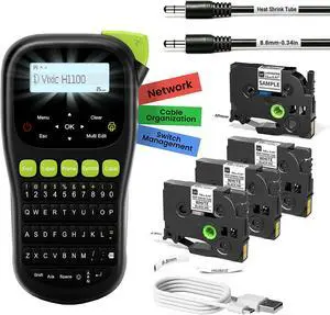 Vixic Label Maker, Wire Cable Wrap Label Maker with Heat Shrink Tube 8.8mm & Laminated Waterproof Labels, H1100 Handheld Labeler Machine Backlit Screen with Keyboard, Industrial Labelmaker for Network Vixic Label Maker, Wire Cable Wrap Label Maker with Heat Shrink Tube 8.8mm & Laminated Waterproof Labels, H1100 Handheld Labeler Machine Backlit Screen with Keyboard, Industrial Labelmaker for Network