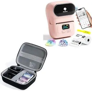 Phomemo Pink Label Printer with Portable Label Printer Storage Bag for Labels Roll, USB Cable, Black Phomemo Pink Label Printer with Portable Label Printer Storage Bag for Labels Roll, USB Cable, Black