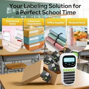 Vixic Handheld Label Maker Machine with Colored Tapes, Portable Label Maker Waterproof-Labels, H1100 Labeler Machine with Keyboard & Backlit Screen for Classroom Kids School Items Home Office Labeling Vixic Handheld Label Maker Machine with Colored Tapes, Portable Label Maker Waterproof-Labels, H1100 Labeler Machine with Keyboard & Backlit Screen for Classroom Kids School Items Home Office Labeling