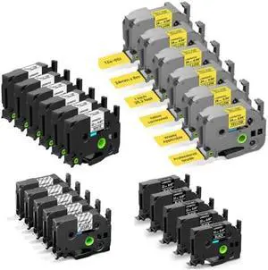 22-Pack Laminated Label Maker Tape, Including 16-Pack 12mm (5-Pack Black + 5-Pack Clear + 6-Pack White) + 6-Pack 24mm Yellow 22-Pack Laminated Label Maker Tape, Including 16-Pack 12mm (5-Pack Black + 5-Pack Clear + 6-Pack White) + 6-Pack 24mm Yellow
