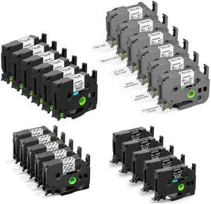22-Pack Laminated Label Maker Tape, Including 16-Pack 12mm (6-Pack White + 5-Pack Clear + 5-Pack Black) + 6-Pack 24mm White 22-Pack Laminated Label Maker Tape, Including 16-Pack 12mm (6-Pack White + 5-Pack Clear + 5-Pack Black) + 6-Pack 24mm White