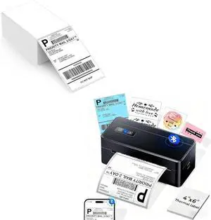 ASprink 2410BT Bluetooth Shipping Label Printer 4x6&500Pcs 4x6 Fold Labels, 2026 Upgraded Thermal Label Printer ASprink 2410BT Bluetooth Shipping Label Printer 4x6&500Pcs 4x6 Fold Labels, 2026 Upgraded Thermal Label Printer