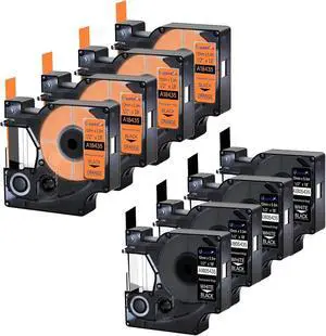 1/2 inch Compatible for Dymo Rhino Vinyl Label Tapes 4PK Black on Orange 18435 and 4PK White on Black 1805435 Labels 12mm x 5.5m 1/2 inch Compatible for Dymo Rhino Vinyl Label Tapes 4PK Black on Orange 18435 and 4PK White on Black 1805435 Labels 12mm x 5.5m