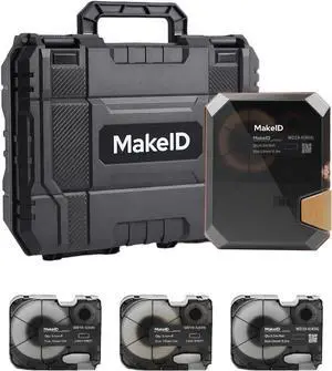 Makeid P31S Industrial Label Maker Portable Bluetooth Printer with 0.75" x 19.68ft Label for Wire Cable Labeling Machine, Job Sites and Heat Shrink Tubing Labeler-Hardcase with 3 Cartridges Bundle Makeid P31S Industrial Label Maker Portable Bluetooth Printer with 0.75" x 19.68ft Label for Wire Cable Labeling Machine, Job Sites and Heat Shrink Tubing Labeler-Hardcase with 3 Cartridges Bundle