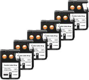 6 X Compatible with Dymo Rhino XTL Flexible Cable Wrap Label Tape 1868806 A1868806 Black on White 12mm 1/2 inch x 18 Feet Replacement for Rhino XTL-300 XTL-500 Label Maker 6 X Compatible with Dymo Rhino XTL Flexible Cable Wrap Label Tape 1868806 A1868806 Black on White 12mm 1/2 inch x 18 Feet Replacement for Rhino XTL-300 XTL-500 Label Maker