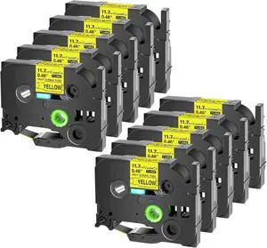 10PK Compatible for Ptouch HSe-631 HSe631 HS-631 HS631 Black on Yellow 11.7mm 0.46'' Heat Shrink Tubing for Wire Cable for PT300 PT-300B PT310 PT310B PT320 Label Maker Tape 10PK Compatible for Ptouch HSe-631 HSe631 HS-631 HS631 Black on Yellow 11.7mm 0.46'' Heat Shrink Tubing for Wire Cable for PT300 PT-300B PT310 PT310B PT320 Label Maker Tape