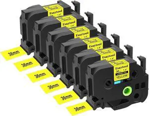 6 Pack Compatible with P-Touch TZe-661 TZe661 TZ-661 Black on Yellow 36mm 1.4'' Laminated Label Tape Replacement for Ptouch PT-P900 9600 9700PC D800W E800W 9500PC P900W P950NW Makers 6 Pack Compatible with P-Touch TZe-661 TZe661 TZ-661 Black on Yellow 36mm 1.4'' Laminated Label Tape Replacement for Ptouch PT-P900 9600 9700PC D800W E800W 9500PC P900W P950NW Makers