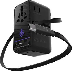 ELO Phase 140W Universal Gaming Travel Adapter, GaN, International Plug ELO Phase 140W Universal Gaming Travel Adapter, GaN, International Plug