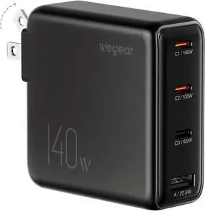 140W USB-C Charger for Laptop, Slim 4-Port PD 3.1 GaN Block-Black 140W USB-C Charger for Laptop, Slim 4-Port PD 3.1 GaN Block-Black