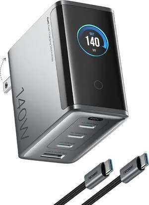 Ultra Compact MacBook Charger, 140W USB-C Charger Block with Smart Display, Lightweight 4-Port Laptop Wall Charger Power Adapter for MacBook, iPad, iPhone 17/16 Ultra Compact MacBook Charger, 140W USB-C Charger Block with Smart Display, Lightweight 4-Port Laptop Wall Charger Power Adapter for MacBook, iPad, iPhone 17/16
