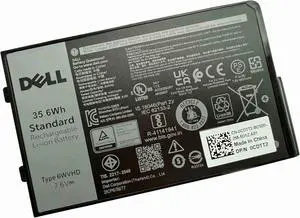 DELL 6WVHD 7.6V 35.6Wh 4457mAh 2-Cell Lithum-Ion Standard Battery For DELL Latitude 7230 Rugged Extreme Series Laptops P/N: T06H T06H001 FNW8F JM6CX VDDJY 0VDDJY0 451-BDDY 06WVHD 0FNW8F OVDDJY0 DELL 6WVHD 7.6V 35.6Wh 4457mAh 2-Cell Lithum-Ion Standard Battery For DELL Latitude 7230 Rugged Extreme Series Laptops P/N: T06H T06H001 FNW8F JM6CX VDDJY 0VDDJY0 451-BDDY 06WVHD 0FNW8F OVDDJY0