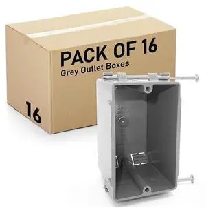 (16 Pack) 22 Cubic Inch Plastic Electrical Box, Grey Deep Outlet Box, One Gang New Work Junction Box, Captive Nails, Length 3.75'', Width 2.25'', Depth 2.9'', PVC Outlet Box, 22.5 Cu. in. Capacity (16 Pack) 22 Cubic Inch Plastic Electrical Box, Grey Deep Outlet Box, One Gang New Work Junction Box, Captive Nails, Length 3.75'', Width 2.25'', Depth 2.9'', PVC Outlet Box, 22.5 Cu. in. Capacity