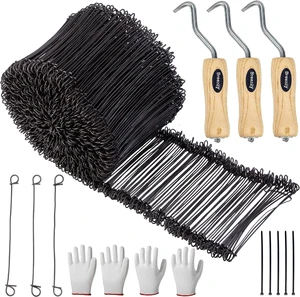 1000Pcs Double Loop Rebar Wire Bar Ties, 6.1" Double Loop, 16 Gauge, Black Steel, 10 Plastic Cable Ties, 3 Wire Tie Twisters, 2 Gloves 1000Pcs Double Loop Rebar Wire Bar Ties, 6.1" Double Loop, 16 Gauge, Black Steel, 10 Plastic Cable Ties, 3 Wire Tie Twisters, 2 Gloves