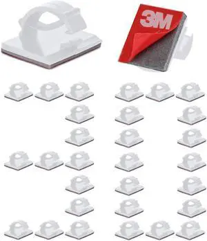 Cable Clips Self Adhesive Cord Organizer, Wire Holder Clamp Management Sticky for Desk Car Dash Cam Tables Wall, White 20pcs Cable Clips Self Adhesive Cord Organizer, Wire Holder Clamp Management Sticky for Desk Car Dash Cam Tables Wall, White 20pcs