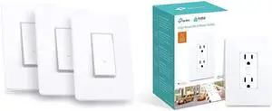 Kasa Smart in-Wall Light Switch (3-Pack) + in-Wall WiFi Outlet | Works with Alexa and Google Home Kasa Smart in-Wall Light Switch (3-Pack) + in-Wall WiFi Outlet | Works with Alexa and Google Home