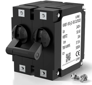 Joinfworld Double Pole Toggle Circuit Breaker, 30 Amp 80V DC/240V AC for RV, Marine, Automation, Home Devices Joinfworld Double Pole Toggle Circuit Breaker, 30 Amp 80V DC/240V AC for RV, Marine, Automation, Home Devices