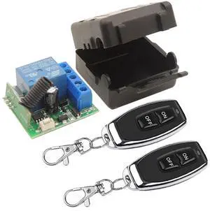 DieseRC Universal Wireless Remote Control Switch 433Mhz Dc 12V 1Ch Rf Relay Receiver Module with 2 Transmitters, Ev1527 Learning Code Remote Switch DieseRC Universal Wireless Remote Control Switch 433Mhz Dc 12V 1Ch Rf Relay Receiver Module with 2 Transmitters, Ev1527 Learning Code Remote Switch