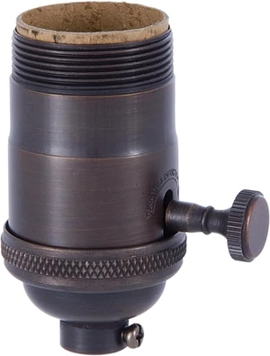 B&P Lamp® Heavy Turned Brass Socket With Brass Knob, Antique Bronze Finish, 3-Way Function, Uno Thread Shell B&P Lamp® Heavy Turned Brass Socket With Brass Knob, Antique Bronze Finish, 3-Way Function, Uno Thread Shell