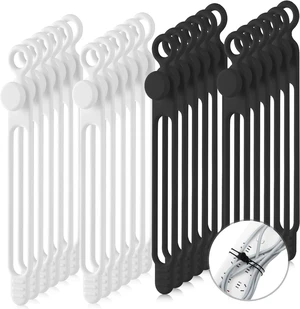 Nuanchu 40 Pcs Silicone Cable Ties Reusable Holder Adjustable Straps Multipurpose Charging Cable Organizer for Fastening Charging Cords Wires(7.1 Inch,Black, White) Nuanchu 40 Pcs Silicone Cable Ties Reusable Holder Adjustable Straps Multipurpose Charging Cable Organizer for Fastening Charging Cords Wires(7.1 Inch,Black, White)
