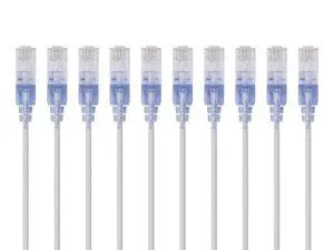 Monoprice Cat6A Ethernet Patch Cable - Snagless RJ45, 550Mhz, 10G, UTP, Pure Bare Copper Wire, 30AWG, 10-Pack, 1 Feet, White - SlimRun Series Monoprice Cat6A Ethernet Patch Cable - Snagless RJ45, 550Mhz, 10G, UTP, Pure Bare Copper Wire, 30AWG, 10-Pack, 1 Feet, White - SlimRun Series
