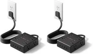 SUPERDANNY Extension Cord,Flat Plug Surge Protector Power Strip,6Ft (Pack of 2) SUPERDANNY Extension Cord,Flat Plug Surge Protector Power Strip,6Ft (Pack of 2)