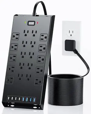 Surge Protector Power Strip 4800J, LeZone 10Ft Long Extension Cord Flat Plug, 20 Outlets 4 USB-A 4 USB-C Ports, Wall Mountable, Home Office Dorm Essentials, Black Surge Protector Power Strip 4800J, LeZone 10Ft Long Extension Cord Flat Plug, 20 Outlets 4 USB-A 4 USB-C Ports, Wall Mountable, Home Office Dorm Essentials, Black