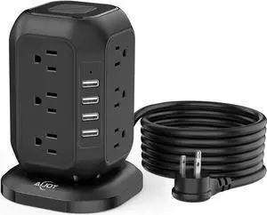 AiJoy Power Strip Tower 16.4 ft Cord, Surge Protector with 12 AC Outlet and 4 USB Ports, Charging Station Extension Cord with Multiple Outlets for Home, Office, Dorm Room Essentials AiJoy Power Strip Tower 16.4 ft Cord, Surge Protector with 12 AC Outlet and 4 USB Ports, Charging Station Extension Cord with Multiple Outlets for Home, Office, Dorm Room Essentials