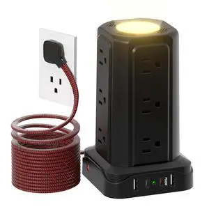 PASSUS Power Strip with USB Ports (2 USB C), 10FT Extension Cord | Surge Protection, Charging Tower, 1625W/13A, Multiple Outlets, Home Office Supplies Dorm Essentials PASSUS Power Strip with USB Ports (2 USB C), 10FT Extension Cord | Surge Protection, Charging Tower, 1625W/13A, Multiple Outlets, Home Office Supplies Dorm Essentials