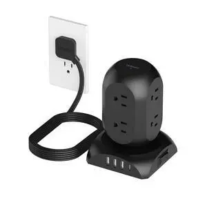 TESSAN Flat Plug Tower Power Strip with 1050J Surge Protector, 10 Ft, Black | 8 AC with 4 USB Ports (1 USB C), Multiple Plug Power Tower with 8 Widely Spaced Outlets for Home, Office, Dorm Room TESSAN Flat Plug Tower Power Strip with 1050J Surge Protector, 10 Ft, Black | 8 AC with 4 USB Ports (1 USB C), Multiple Plug Power Tower with 8 Widely Spaced Outlets for Home, Office, Dorm Room