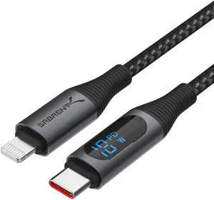 SABRENT USB-C to Lightning Cable with Smart Display, 1M/3.3FT Long, Apple MFI Certified, 60W Charging and 480Mbps Data Transfer Speeds, for Phones, iPads, iPods, MacBooks (CB-C2L1) SABRENT USB-C to Lightning Cable with Smart Display, 1M/3.3FT Long, Apple MFI Certified, 60W Charging and 480Mbps Data Transfer Speeds, for Phones, iPads, iPods, MacBooks (CB-C2L1)
