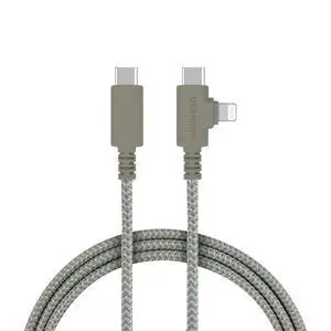 Smartish 2 in 1 USB C to USB C/Lightning Cable - Crown Joule - 6 Ft Fabric Wrapped Fast Charging Cord - for iPhone, Galaxy, Pixel - 100W Dual Fast Charger for Phones/Laptops - Lightly Toasted Beige Smartish 2 in 1 USB C to USB C/Lightning Cable - Crown Joule - 6 Ft Fabric Wrapped Fast Charging Cord - for iPhone, Galaxy, Pixel - 100W Dual Fast Charger for Phones/Laptops - Lightly Toasted Beige