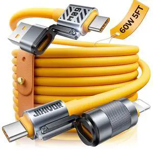 Jixivor 60W 4 in 1 USB C to Lightning Cable Combo, 5FT Multi Charging Cable | Super Fast Charging&Data Transfer Cable, Silicone Chubby Universal Charger Cord for iPhone 17 16 15 14/S26 S25/Switch2 Jixivor 60W 4 in 1 USB C to Lightning Cable Combo, 5FT Multi Charging Cable | Super Fast Charging&Data Transfer Cable, Silicone Chubby Universal Charger Cord for iPhone 17 16 15 14/S26 S25/Switch2