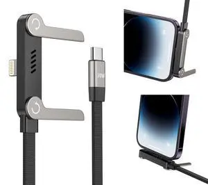 USB C to Lightning Cable with Stand, MFi Certified 2-in-1 Invisible Holder Charger Cable, 30W Lightning Flat Cable 90 Degree for iPhone 14-5/iPad, Sideways Phone Charger Cord for Gaming, Office, Home USB C to Lightning Cable with Stand, MFi Certified 2-in-1 Invisible Holder Charger Cable, 30W Lightning Flat Cable 90 Degree for iPhone 14-5/iPad, Sideways Phone Charger Cord for Gaming, Office, Home