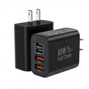 60W USB C Charger Block,2Pack 4-Port GaN USB C Charger Fast Charging Wall Plug Dual Type C+Dual USB-A Port,Multiport Power Adapter Cube for iPhone 17 Pro Max/16e/15/14/13/12/11,iPad Pro/Air/Mini-Black 60W USB C Charger Block,2Pack 4-Port GaN USB C Charger Fast Charging Wall Plug Dual Type C+Dual USB-A Port,Multiport Power Adapter Cube for iPhone 17 Pro Max/16e/15/14/13/12/11,iPad Pro/Air/Mini-Black